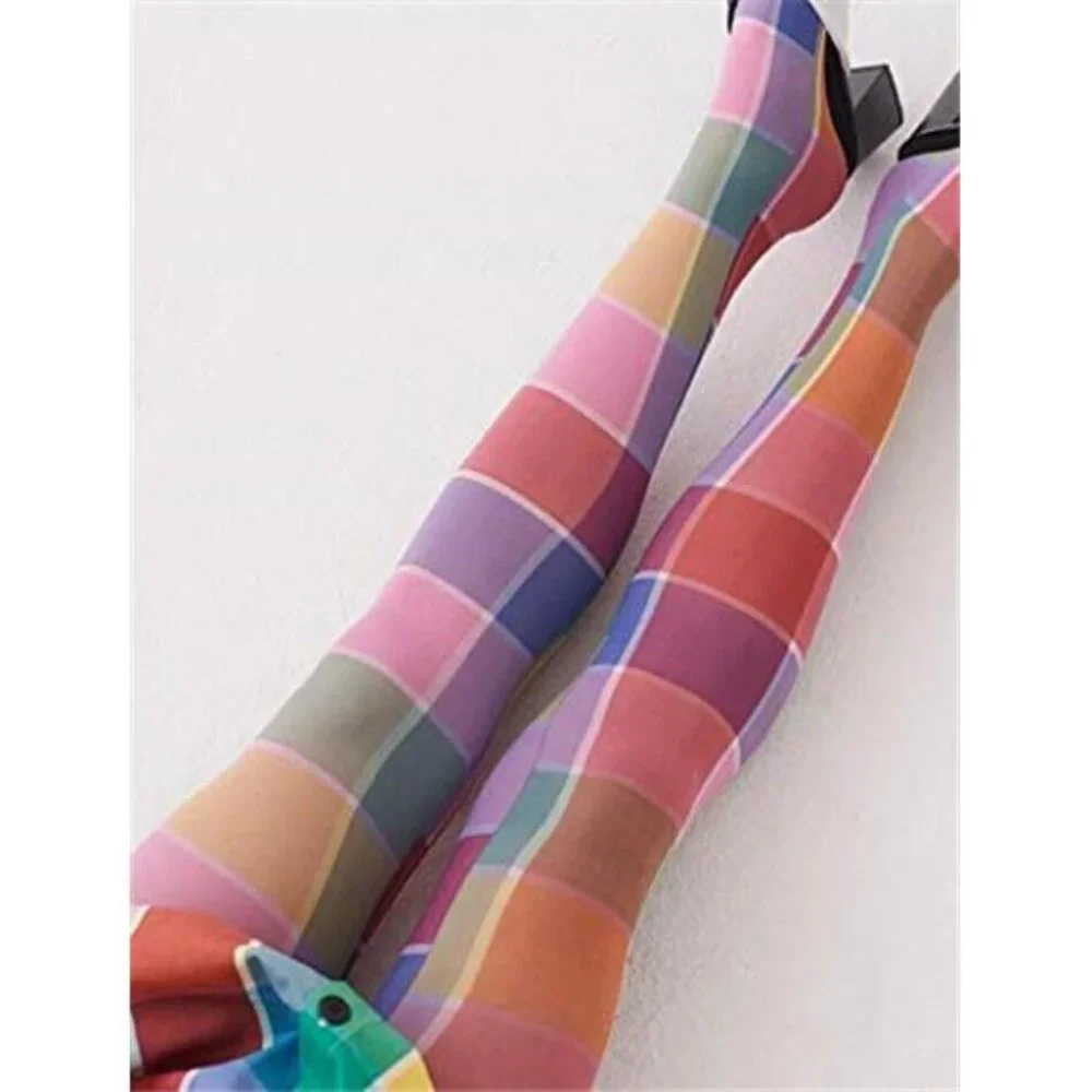 MOD STYLE 1960s inspired Checkered Colorful TIGHTS Stockings Pantyhose SMALL SM